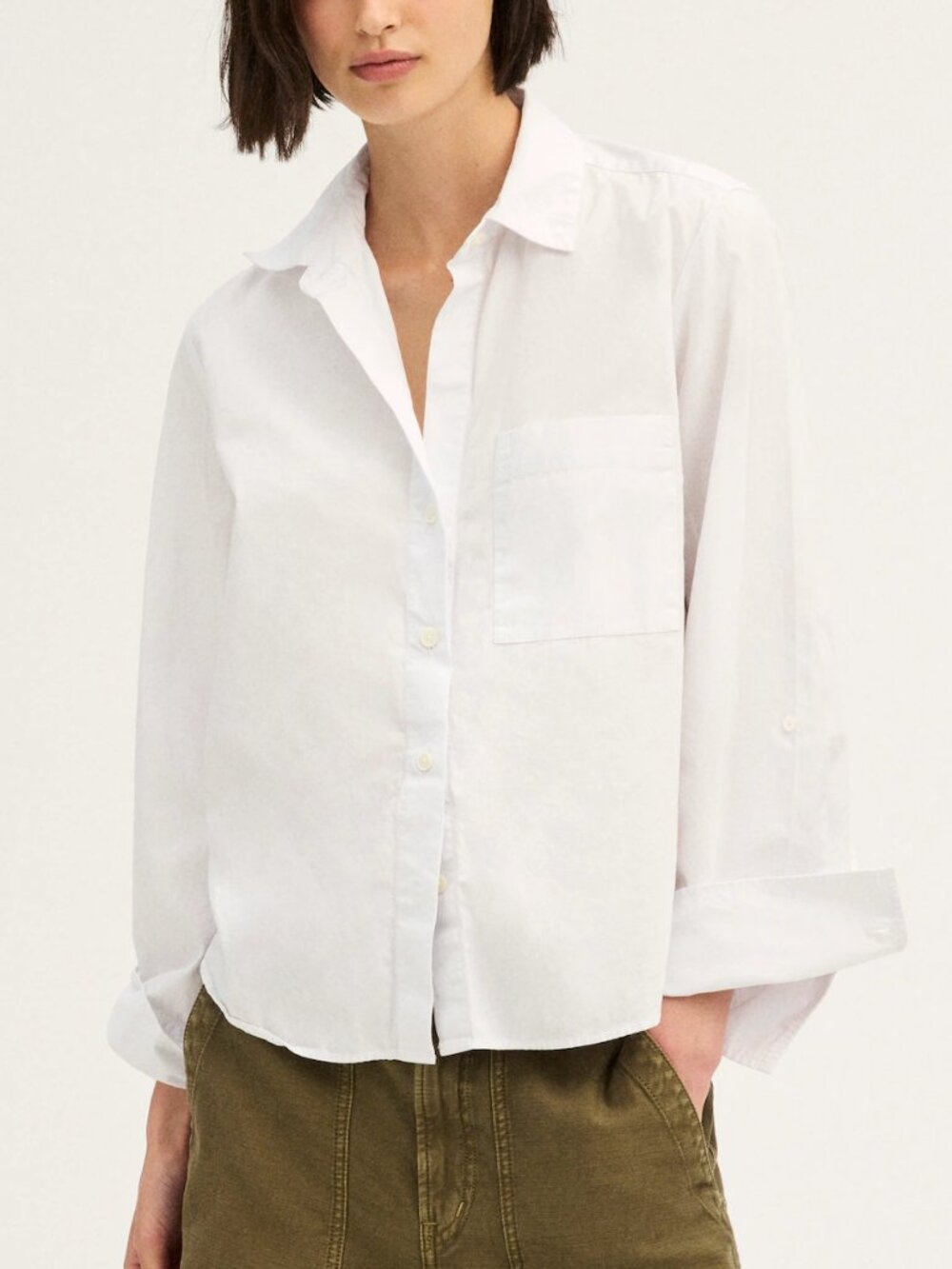 Madewell Signature Y-Neck Button Up Lightweight Cotton Shirt White Size M